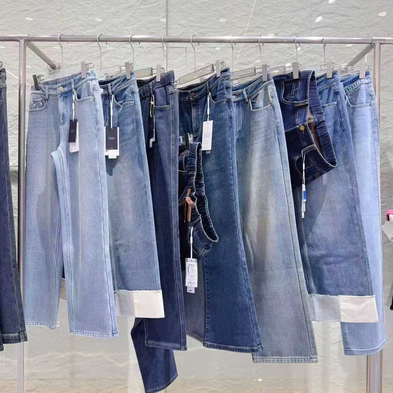 Geli Songli 25 Winter Fleece-Lined Thickened Jeans Classic Fashion Versatile Comfortable Slim Straight Flared Pants Wholesale