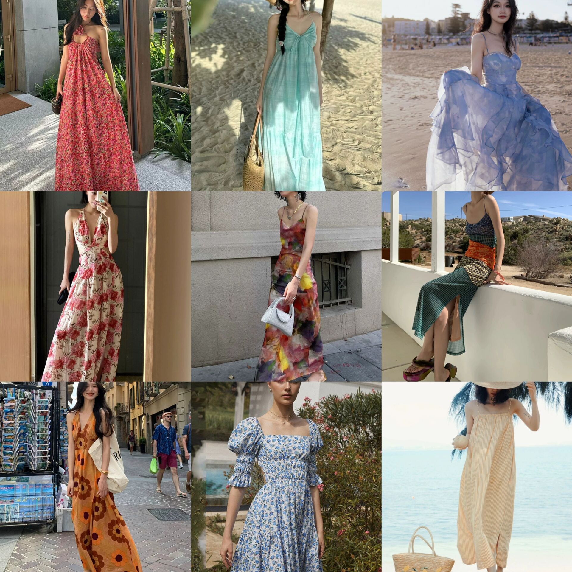 Vestido de mujer al por mayor Tejido importado italiano estilo vacaciones de verano