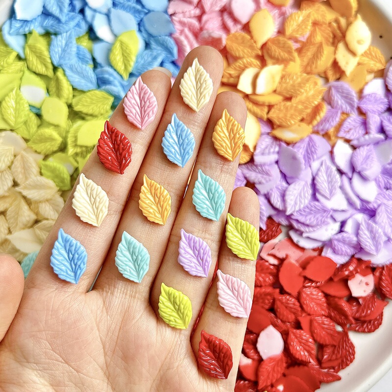 New resin colored leaf nail art accessories, popular luminous solid color simulated small leaf DIY decorations New resin colored leaf nail art accessories, popular luminous solid color simulated small leaf DIY decorations
