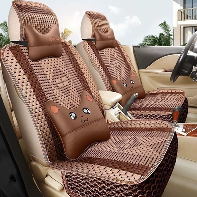 Seat cushion, seat cover, seven-seater ice silk car seat - five-seater-cartoon-version-g-charm-coffeebreathable-and-cooling-warranty