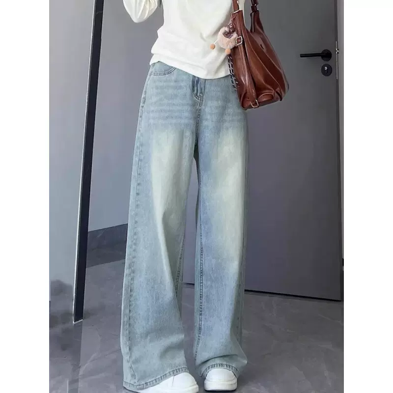 阔腿牛仔裤女2025秋冬加绒加厚大码胖mm宽松显瘦梨形身材垂感裤子