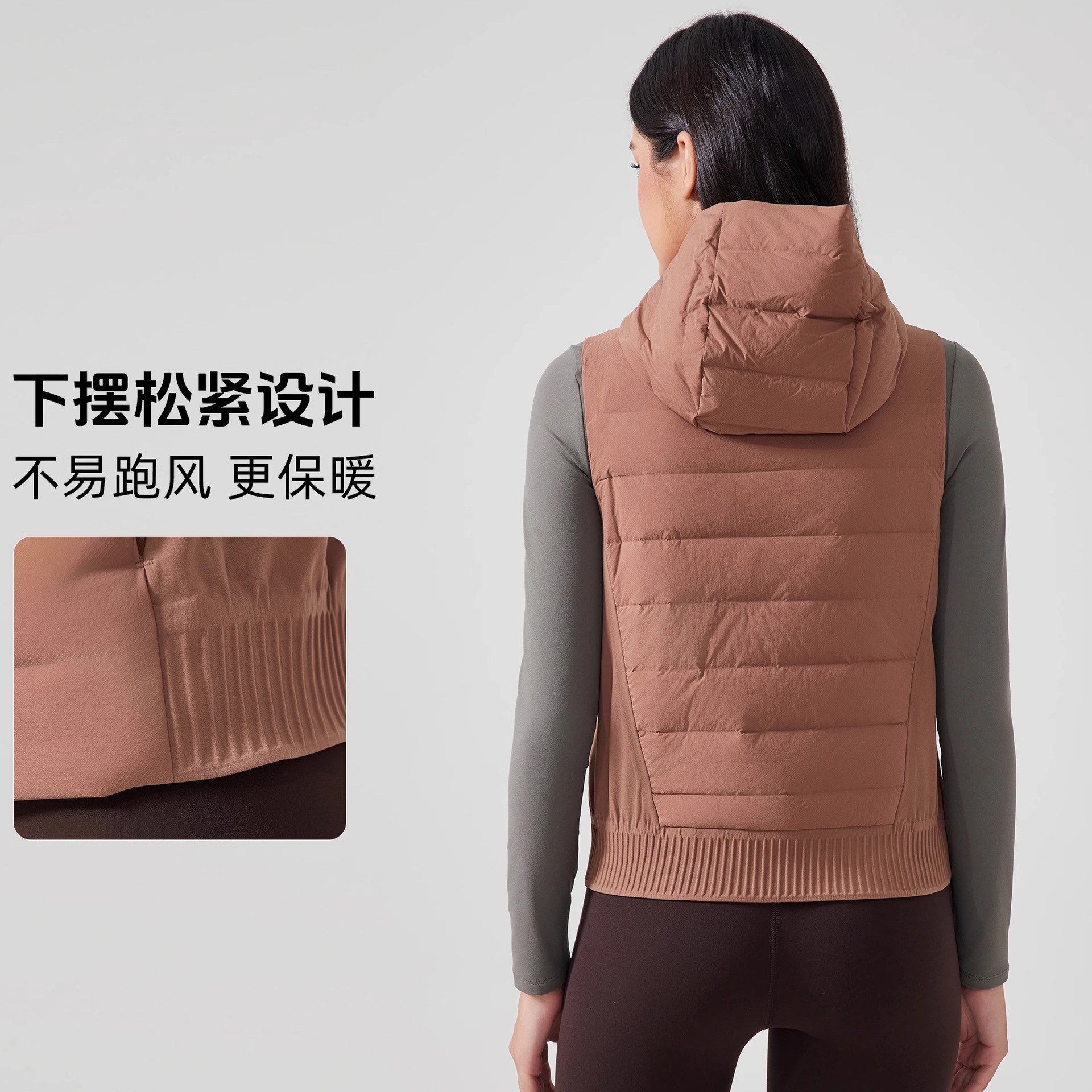 Exportación de comercio exterior Europa y América chaleco de pluma con capuchón caliente ligero de moda universal hombro deportivo de bicicleta chaqueta de fitness