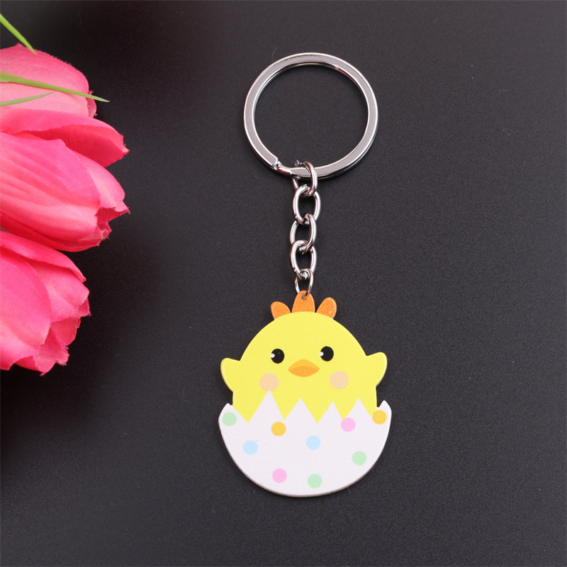 Simple Style Rabbit Animal Stainless Steel Arylic Printing Easter Keychain display picture 6