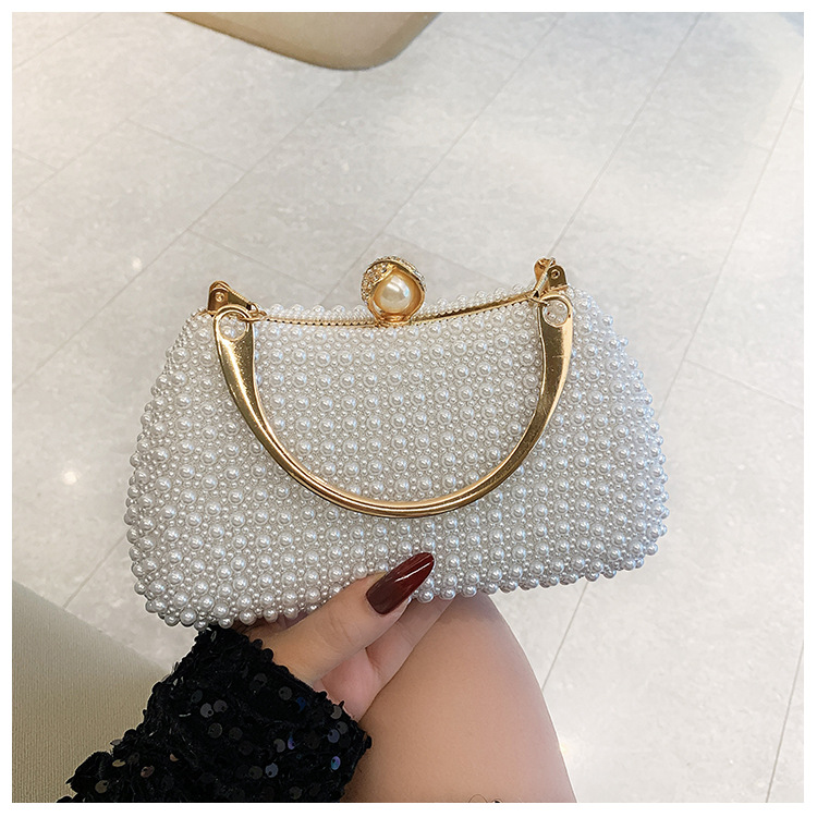 New pearl lady's handbag, banquet dress crossbody bag, elegant socialite dinner bag, high-end underarm bag wholesale undefined