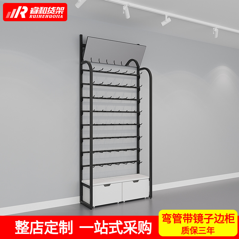 饰精品店货架项链耳环挂发圈陈列柜文具穿戴甲样品间带镜子置物架