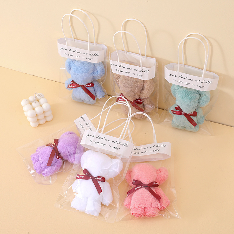 Coral Fleece Teddy Bear Towel Gift Set for Wedding Celebration, Pop-up Event Opening Gift, Wholesale Towels