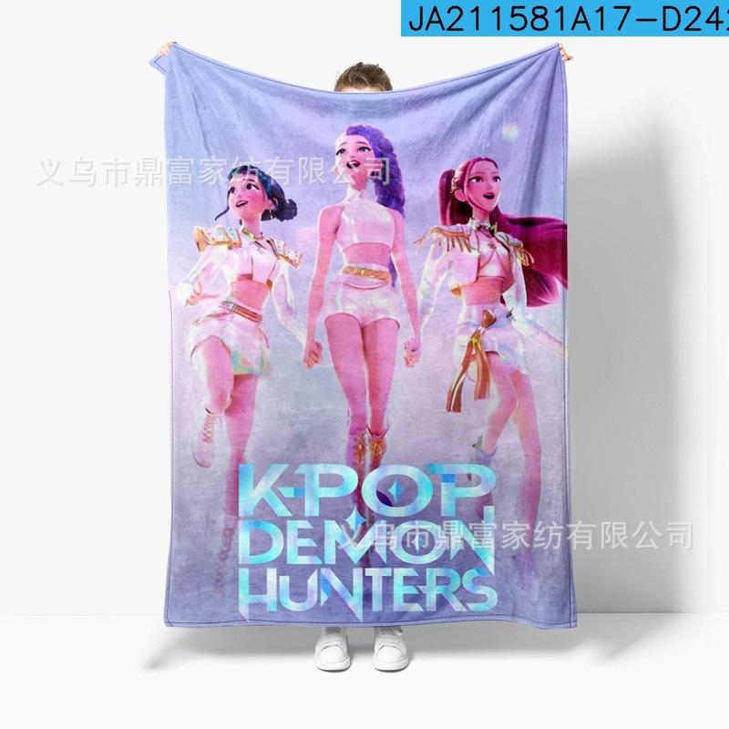 跨境法兰绒毛毯K Pop Demon Hunters Team Anime数码印花毛毯盖毯|undefined