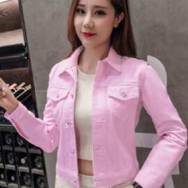 牛仔外套女短款修身显瘦小个子韩版马夹新款粉色白色春秋款百搭潮