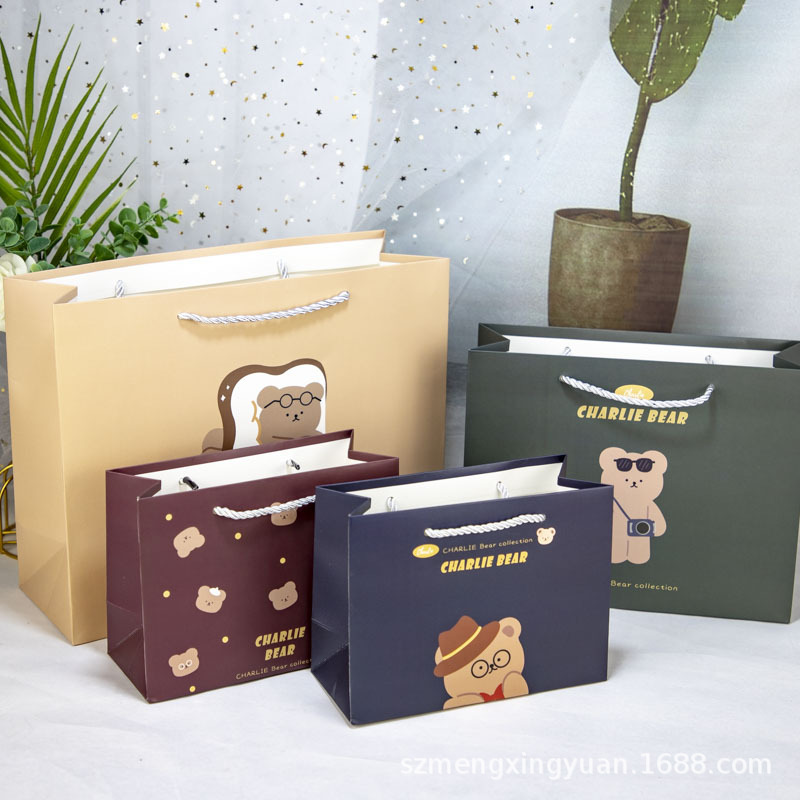 Dibujos animados simple lindo pequeño tamaño grande Día DE LA Madre caja de regalo de cumpleaños para niños bolsa de papel de embalaje portátil