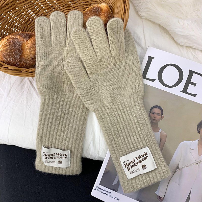 Guantes de ciclismo 2025, otoño y invierno nuevos guantes de punto de lana gruesa alargada guantes de dedo caliente al por mayor