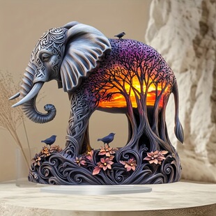 Cross-border creative elephant 2D acrylic home study office desktop ornaments assembly props atmosphere decorations