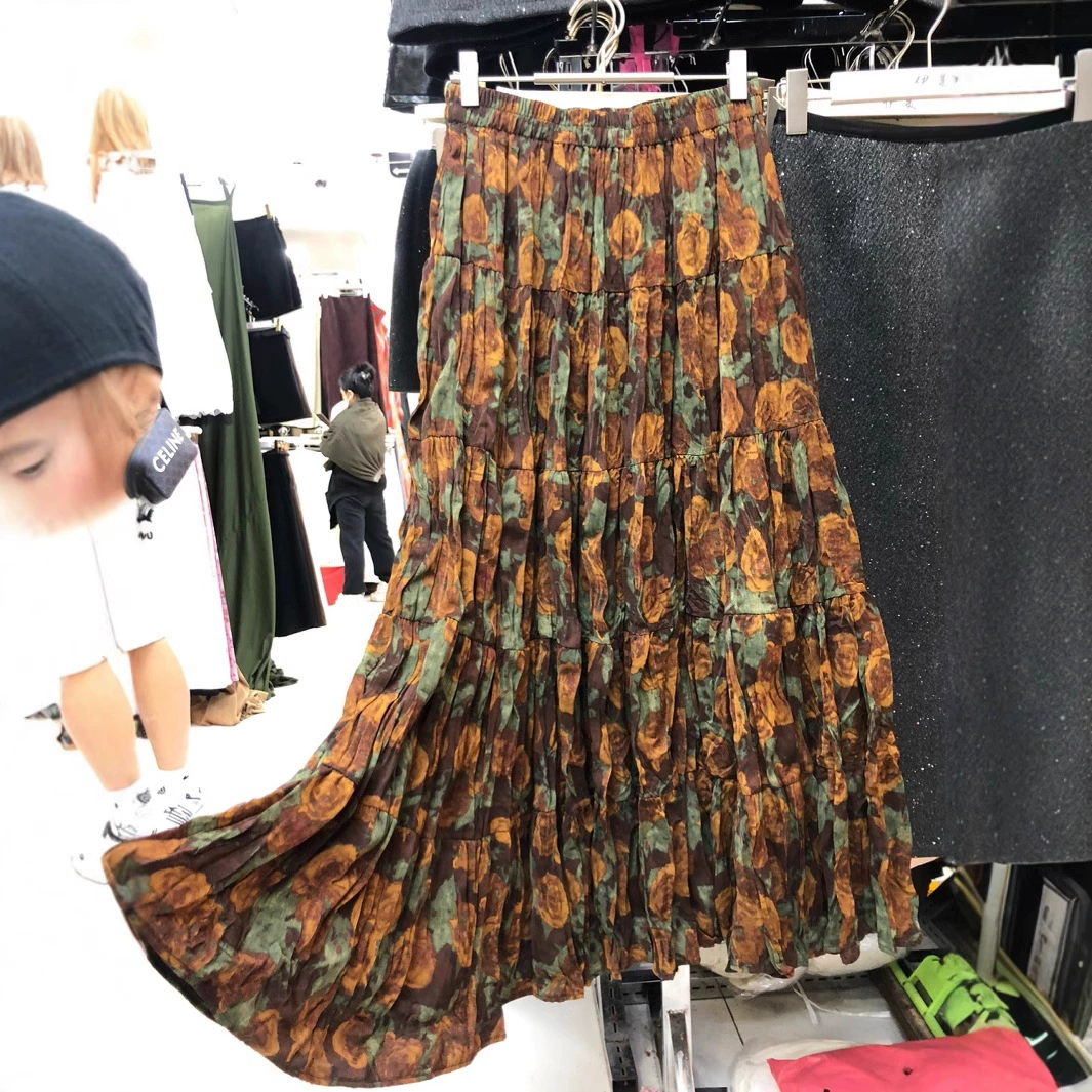 Цветочная юбка-бюст 2025 новая длинная юбка с высокой талией