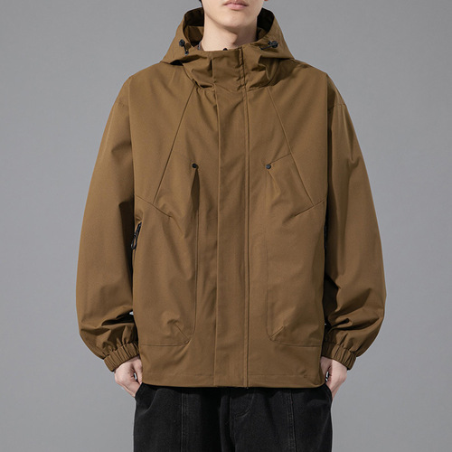 Men's Spring and Autumn Oversized Casual Jacket, Fat Men's Added Fat and Large Single Color Hooded Top Jacket Men's Clothing