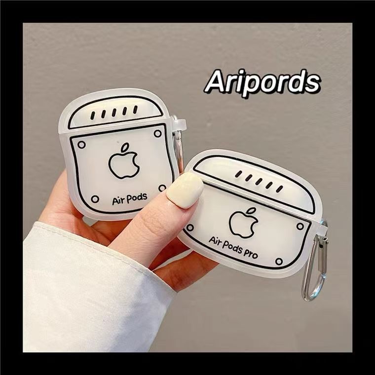 Línea de parodia minimalista LOGO Apple Airpods Pro3 cubierta de auriculares Bluetooth 1 / 2 / 3 generación caja suave a prueba de caídas