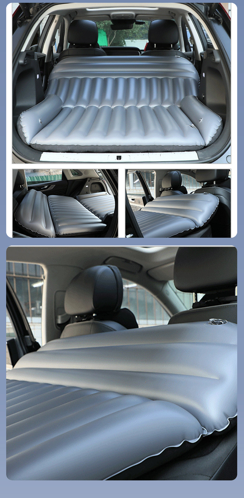 Foldable SUV Inflatable Mattress with Flocking Surface, Trunk Sleeping Pad for Outdoor Travel and Car Use