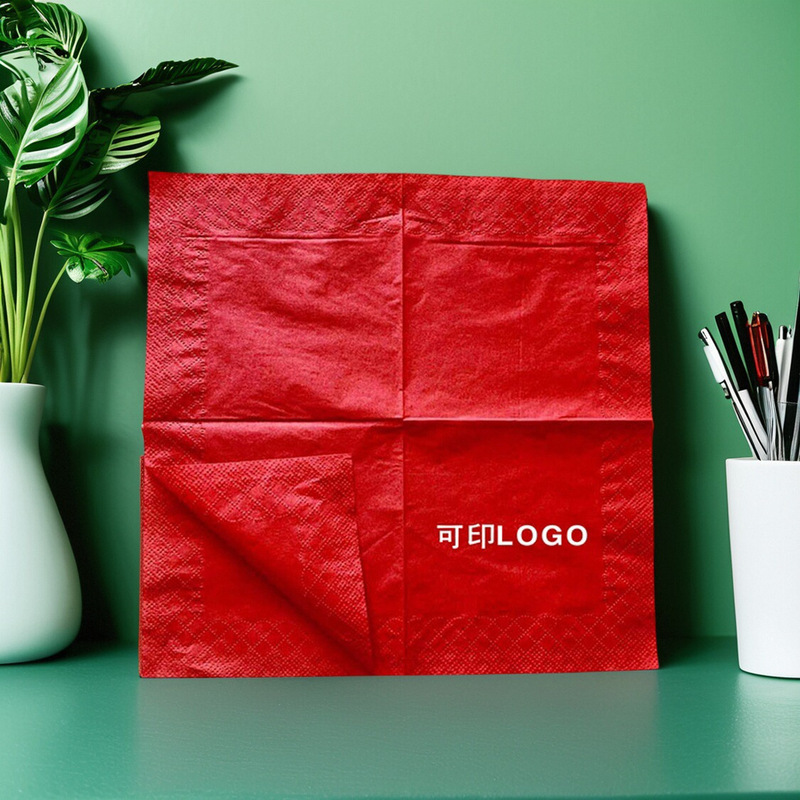 [Factory Customization] Dyed Color Napkin Customized Bronzing LOGO Paper Holiday Party Red Paper Towel Customized