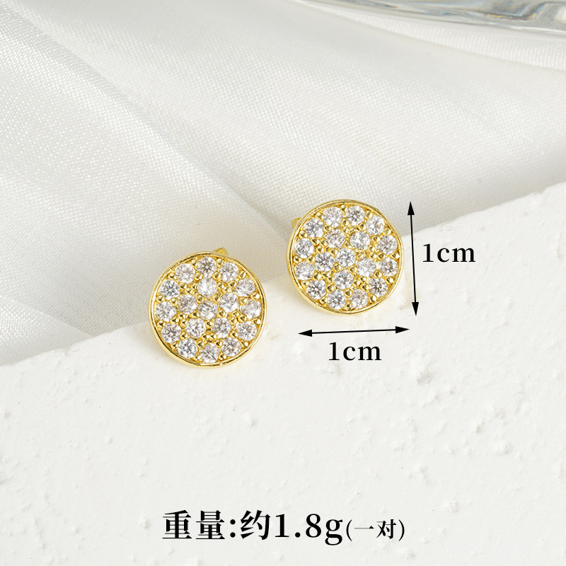 Collar de oro de arena transfronterizo de Vietnam personalidad micro-pintura piedra aretes redondos para mujeres lujosas joyas no desvanecidas al por mayor