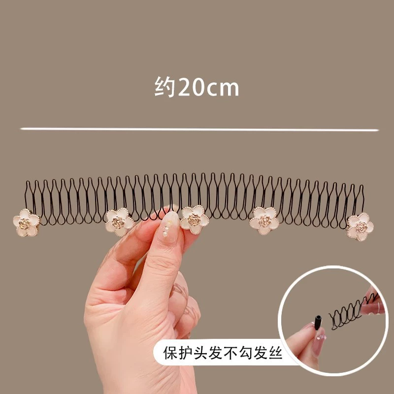 Hair comb clip long decorative comb, anti-breakage styling with pearl & floral accents