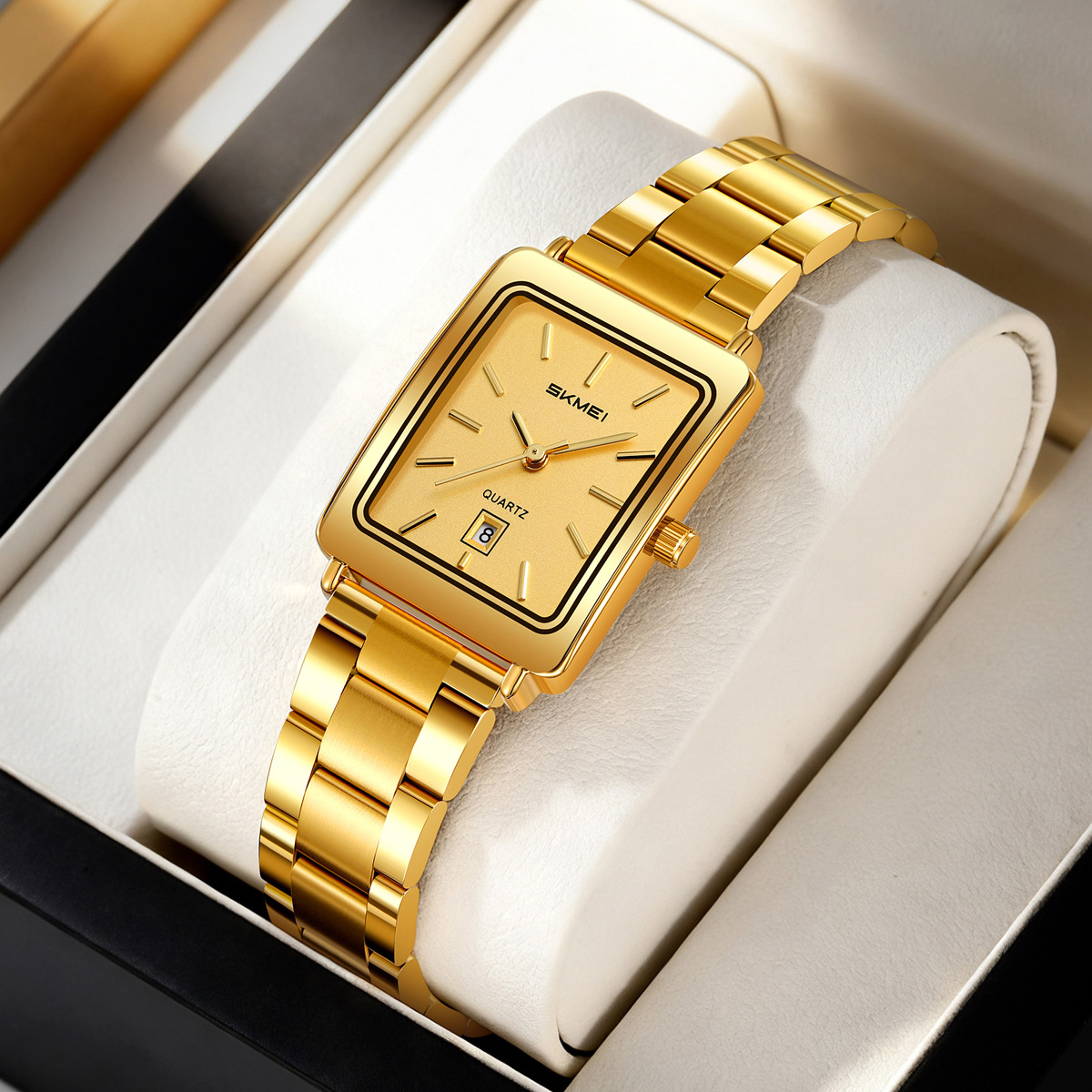 Momento de lujo reloj de moda correa de acero calendario de negocios relojes de cuarzo al por mayor transfronterizos regalo personalizado