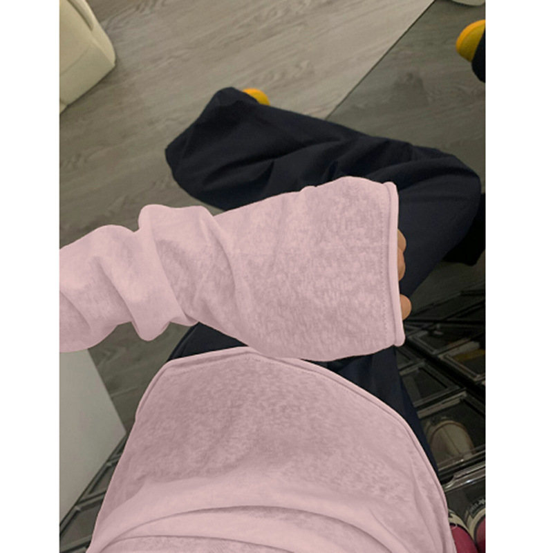 早秋季简约百搭白色T恤衫女薄款防晒罩衫chic卷边松弛感长袖上衣|undefined