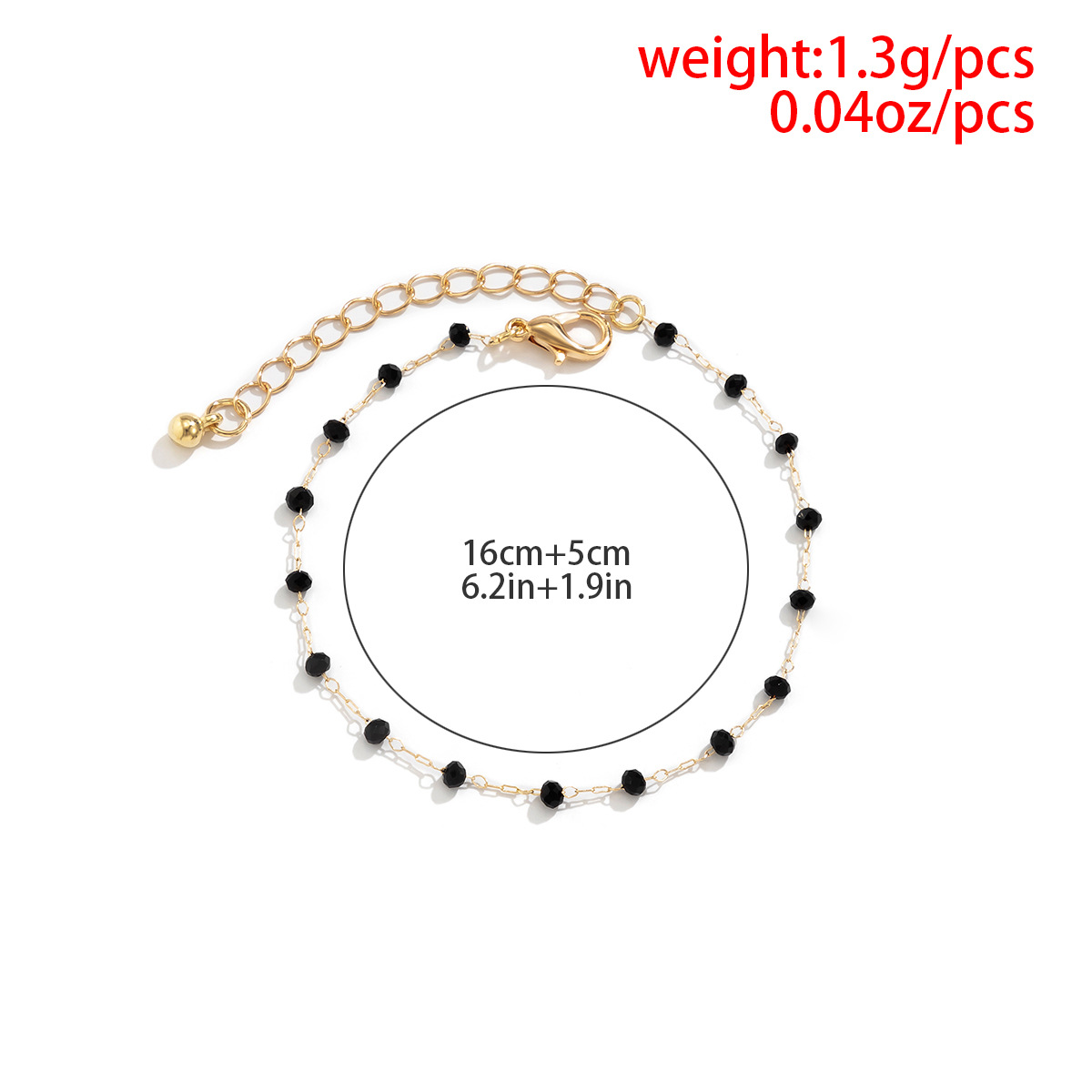 jewelry simple black and white imitation crystal chain single layer bracelet copper