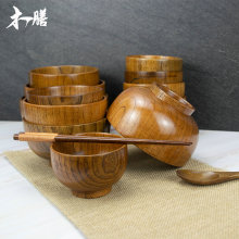 酸枣木日式木碗圆形饭碗创意原木碗汤碗家用木质餐具刻logo批发