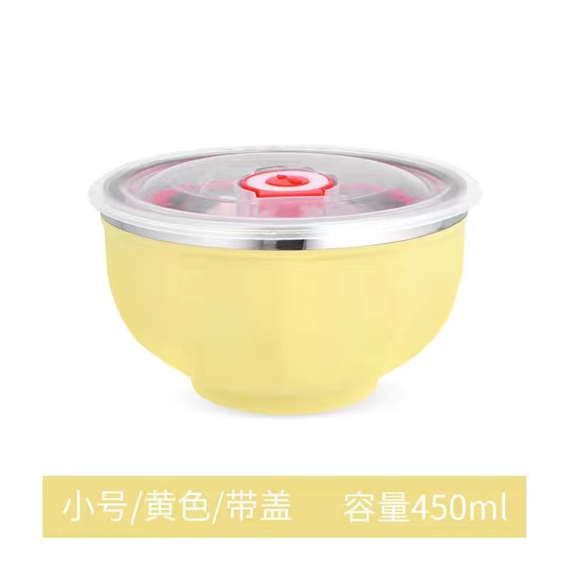 304 tazón de arroz de acero inoxidable de gran capacidad tazón de arroz kindergarten fábrica de aislamiento térmico tazón resistente a la caída de alto valor de color Estilo nórdico tazón