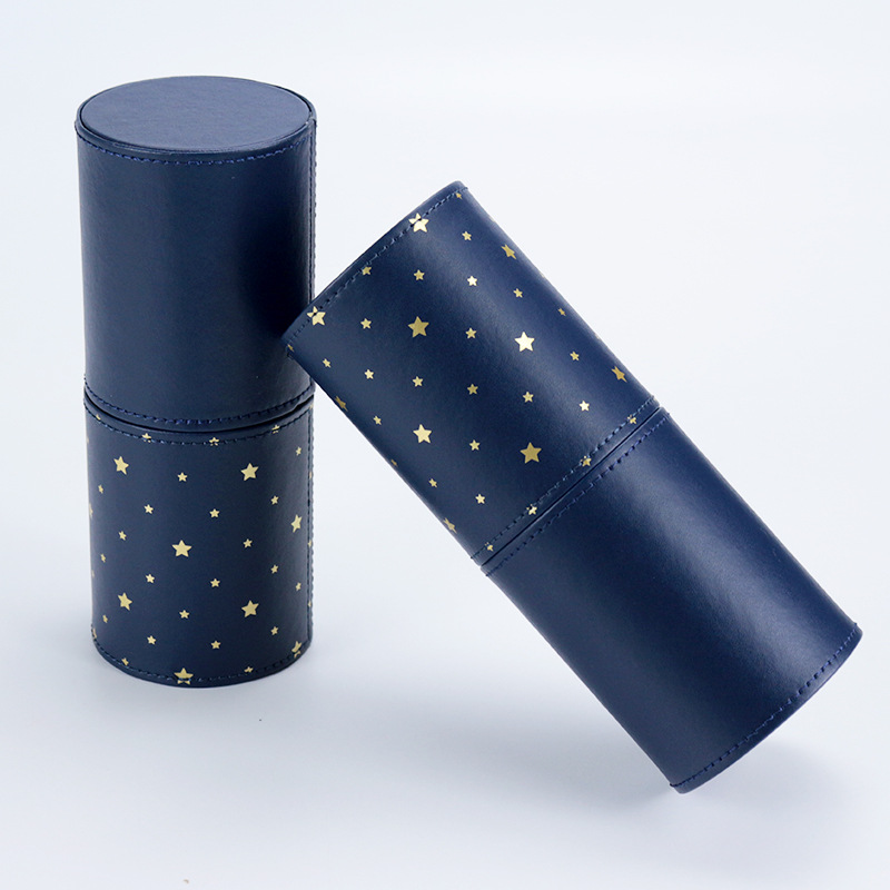 Barril de cepillo de maquillaje portátil nubes claras barril de escritorio pu piel de pie polvo de pie portátil de gran capacidad en stock