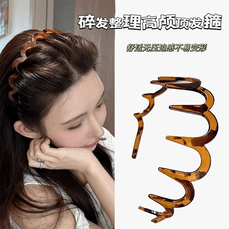 Cross -border explosion -headed savior dual -use simple hair hoop cards to get crushed hair to create high skull top artifacts