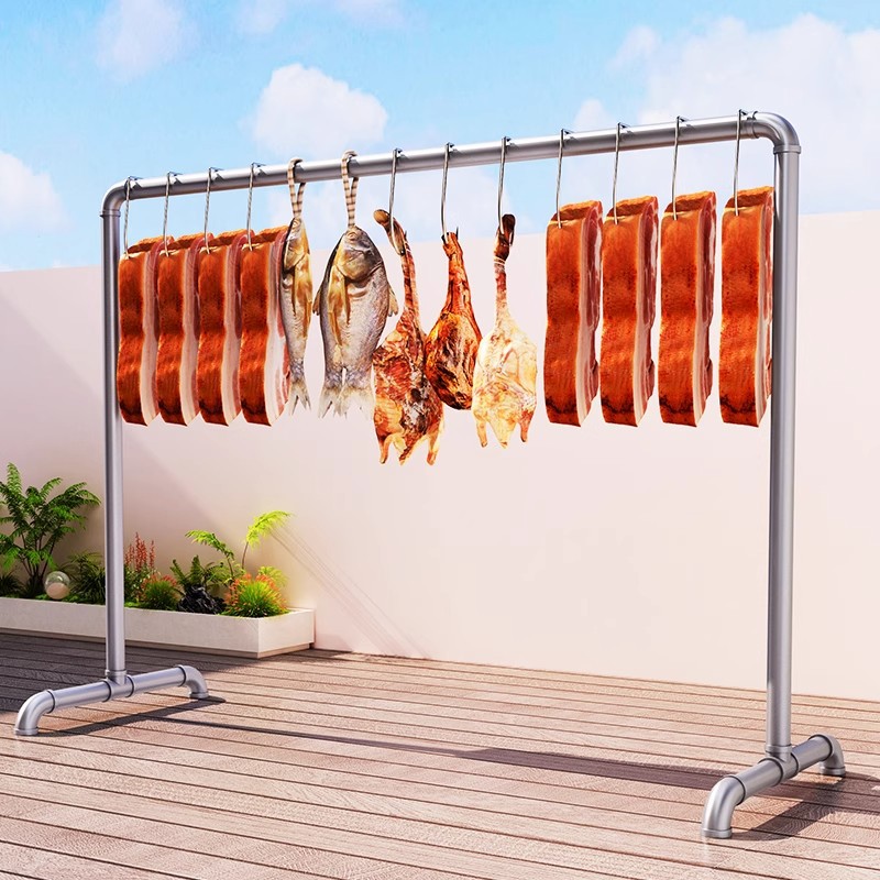 Floor-Standing Meat Rack for Home Use to Dry Pork, Cured Meat, Roast Duck, Beef, and Lamb; Outdoor Meat Drying Rack and Drying Rack Tool