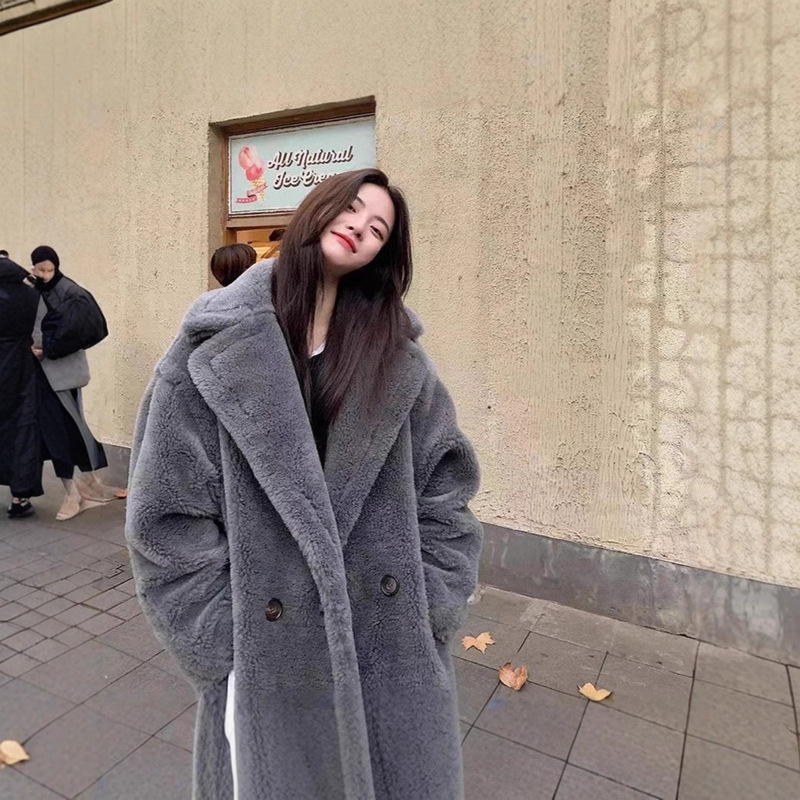 New Teddy Bear Fur Coat, Particle Fleece, Shearling Fur Integrated Coat, Extra Long, Thickened, Winter Lazy Style
