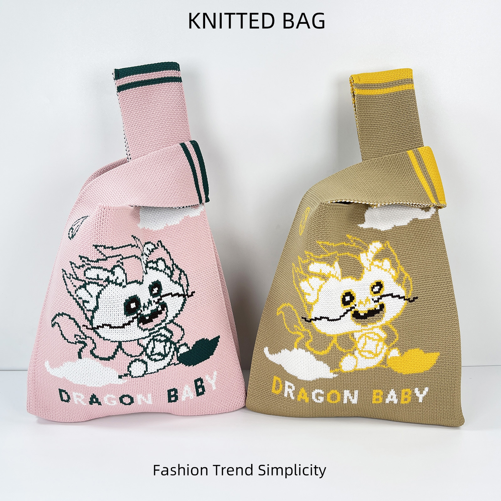 Bagos de regalo de punto de Año Nuevo del Dragón bolsas de muñeca mini bolsas de teléfono móvil versátiles bolsas de regalo de caramelo de gran capacidad bolsas tote image 3