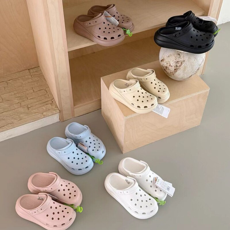 Cross Puff Clogs for Women - Classic Comfortable Summer Style with Thick Soles, Height-Increasing, Non-Slip Beach Closed-Toe Sandals