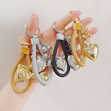 韩版创意可爱亚克力串珠立体蝴蝶结爱心钥匙扣包包手机链挂件礼品