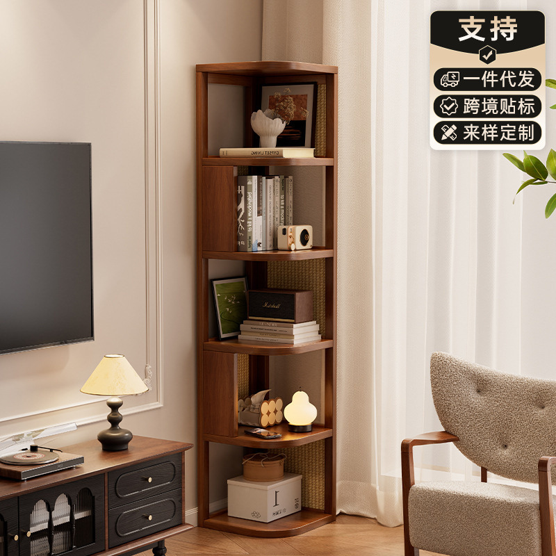 Solid Wood Storage Rack Display Narrow Edge Shelf Bookshelf Storage Cabinet Integrated Floor-Standing Corner Cabinet Display Living Room Does Not Take up Space