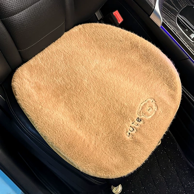New Thickened Car Plush Anti-Freeze Seat Cushion Winter Thickened Cartoon Bear Seat Cover Winter Warm Half-Pack Seat Cushion (Seat cushion, seat cover) - cutebearstuffed-front-seat-cushion