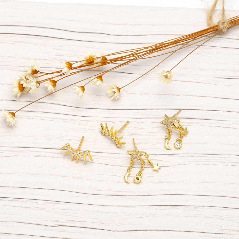 Fashion Star Copper Drop Earrings Inlay Zircon Copper Earrings