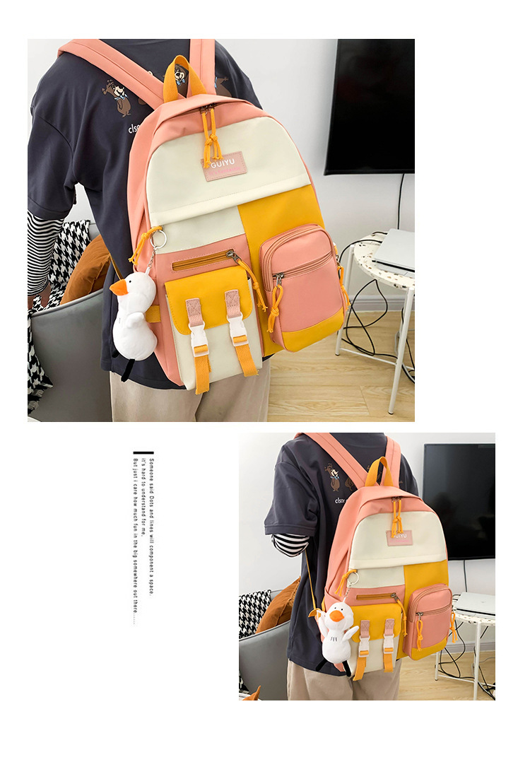 Canvas Large-capacity Korean Style Contrast Color Backpack Wholesale Nihaojewelry display picture 9