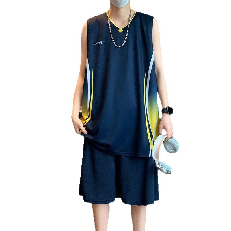 Summer Ice Silk Basketball Suit suit Men's Quick-drying Breathable Sports Vest Ball Suit Group-buying Training Suit Competition Team Uniform