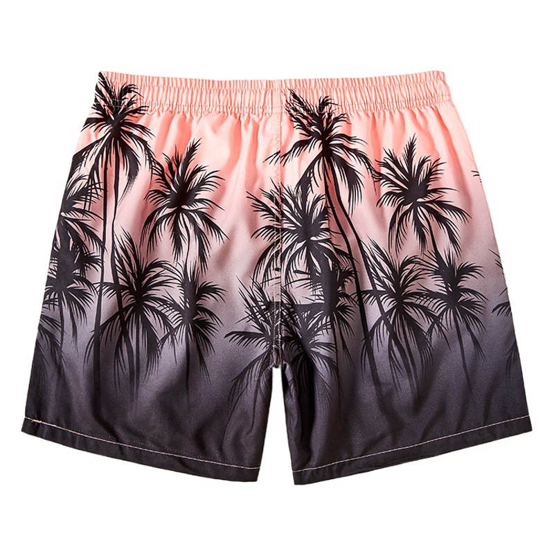 Digital Print Gradient Coconut Tree Shorts Quick-drying Men's Large Pants Men's Summer Triangle Beach Pants