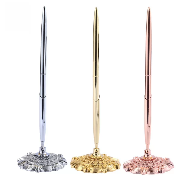 Table pen pedestal set copper rod electroplating gift advertising pen Enterprise Bank counter signature pen manufacturers wholesale
