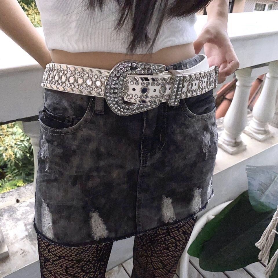 Punk Streetwear Solid Color Pu Leather Alloy Diamond Women's Leather Belts display picture 4