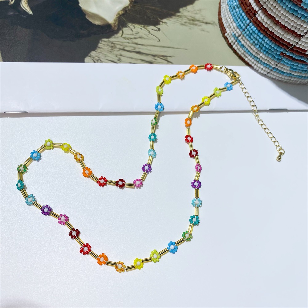 Vacation Flower Beaded Glass Womenu0027S Necklace