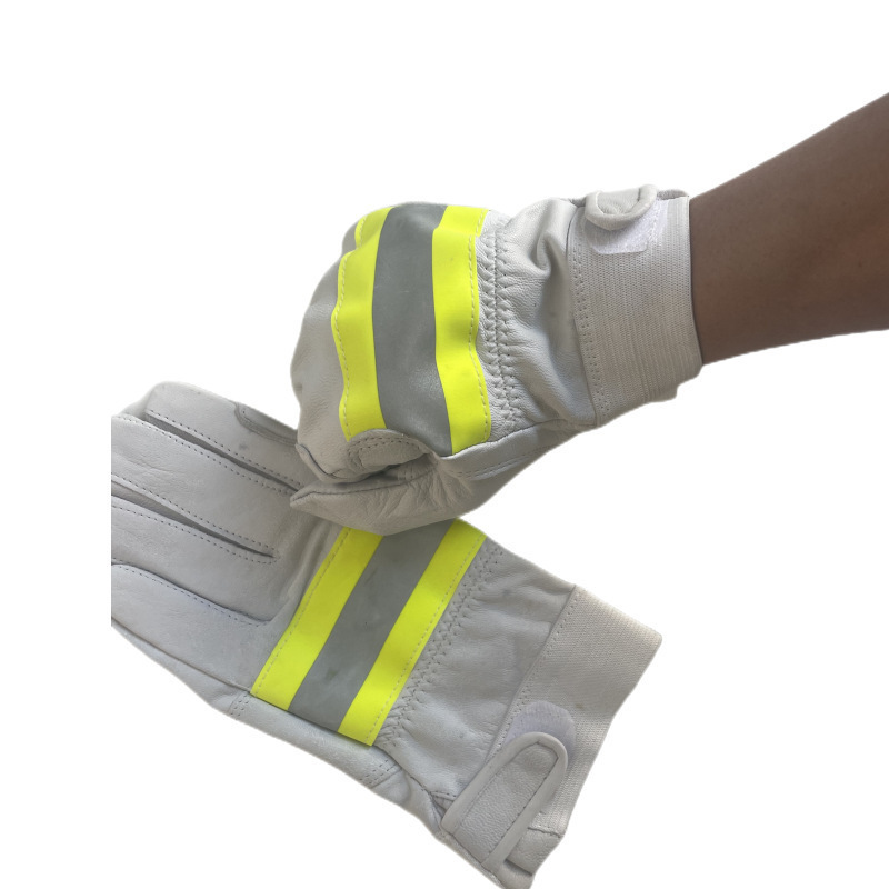 消防抢险救援手套防割防水阻燃羊皮反光救援手套户外攀爬作业手套