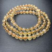 天然巴西金发晶手链女三圈手串多圈黄发晶项链礼物一件代发