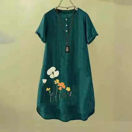 2023 Трансграничный Amazon AliExpress Новая китайская юбка с принтом повседневная короткая рукава в клетку с принтом платье большого размера для женщин