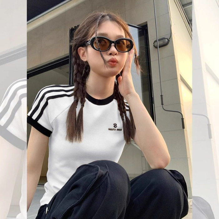 外国貿易の夏の新型ins個性半袖tシャツの女性の上着はスリムに見えます。|undefined