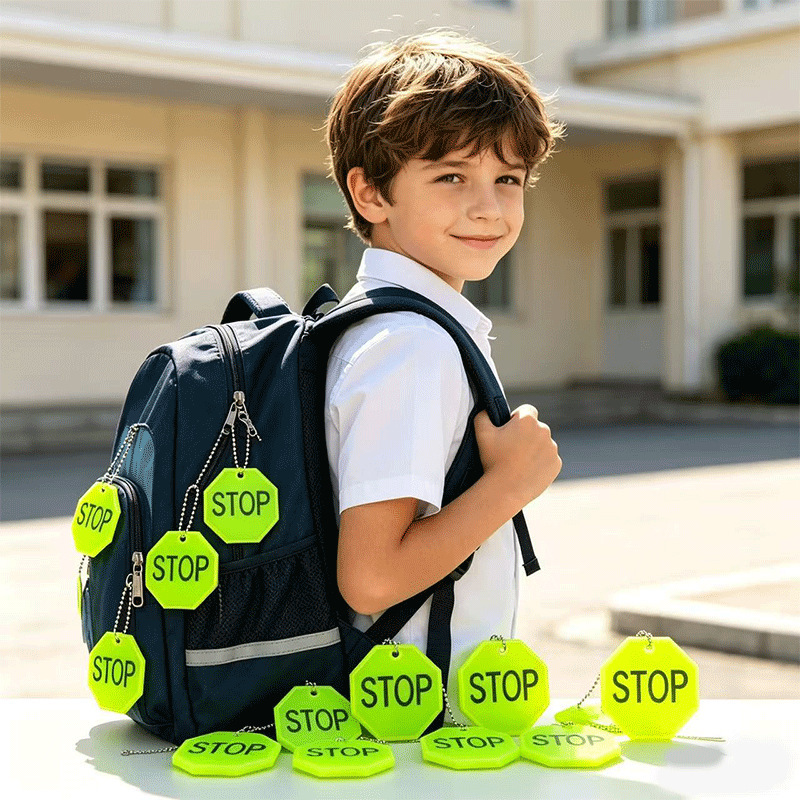 Strict selection of cross-border STOP smiling face five-pointed star football butterfly reflective pendant pvc night key chain backpack pendant Strict selection of cross-border STOP smiling face five-pointed star football butterfly reflective pendant pvc night key chain backpack pendant