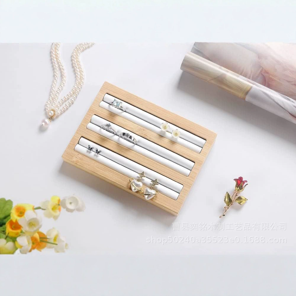 Бамбуковая и деревянная витрина кольцо поднос для хранения сережек прямоугольная ювелирная стойка деревянная витрина ювелирных изделий