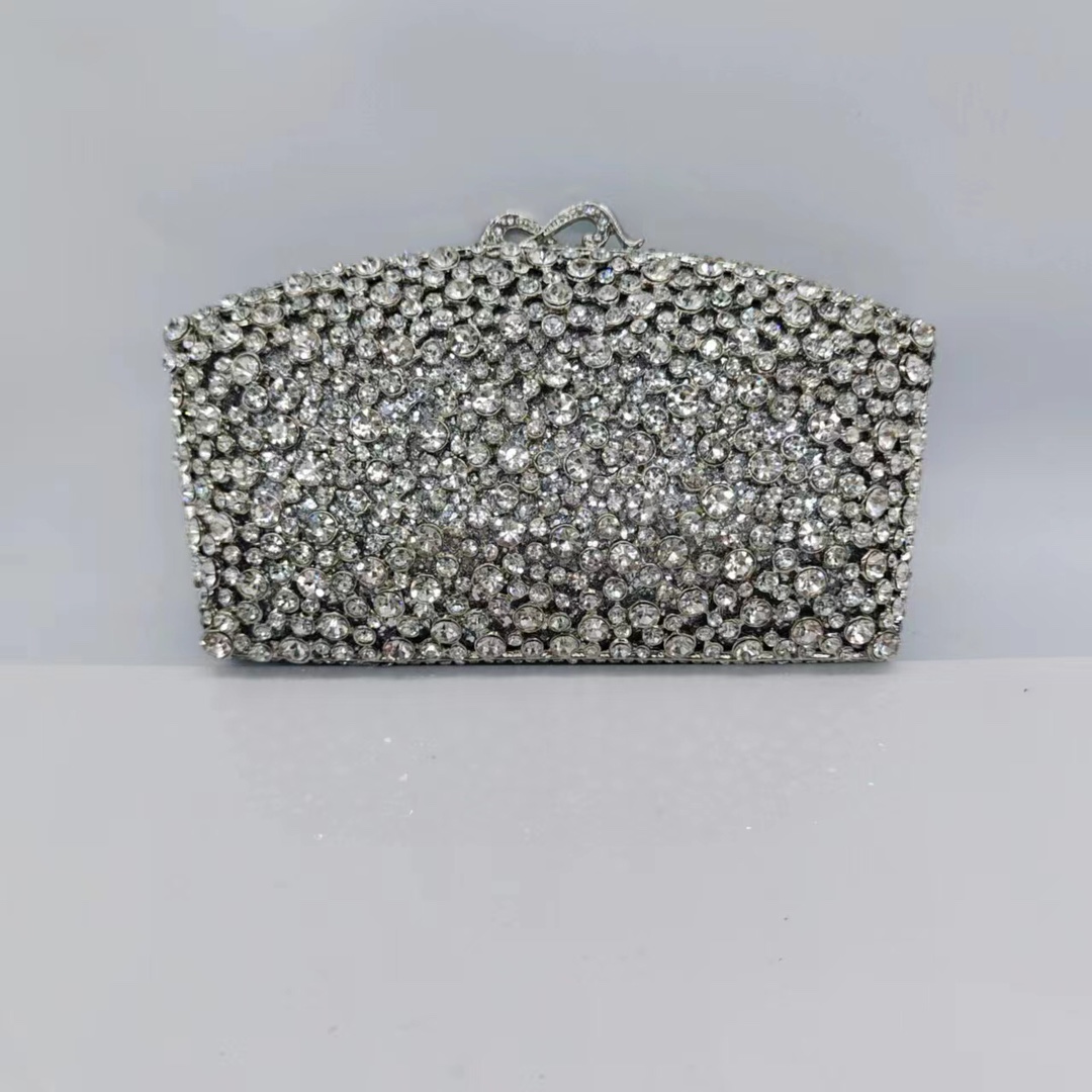Túi clutch nữ đính đá dạ hội cao cấp kim loại rỗng — Màu xanh nước hồ, Vàng kim AB, Màu bạc, Cá tính đặt làm chi tiết 7